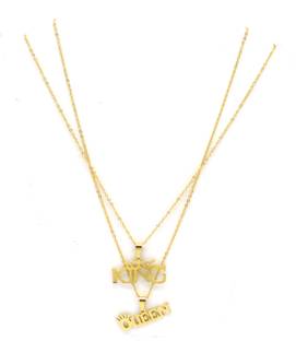 Shining Angel Gold Platted Couple Chain King and Queen Chain for Couples Gold-plated Plated Brass Chain