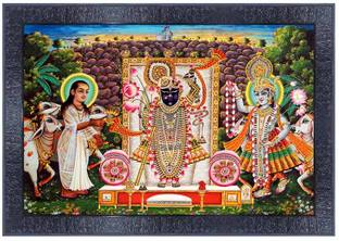 pnf shrinathji yamunaji mahaprabhuji Frames with Acrylic Sheet for Pooja22556 Digital Reprint 14 inch x 10 inch Painting