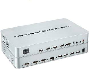 microware 4 Port HDMI KVM Switch 4 IN1 Out 4x1 HDMI Quad Multi-viewer for usb keyboard Media Streaming Device