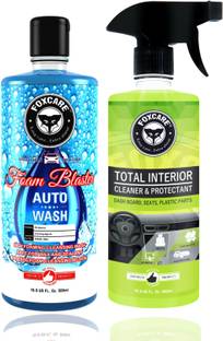 FOXCARE FOAM BLASTER - CAR SHAMPOO + TOTAL INTERIOR CLEANER & PROTECTANT - 1LITER NET Car Washing Liquid