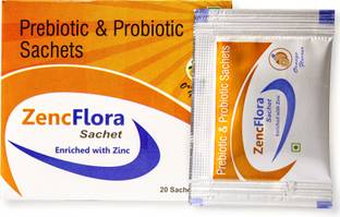 CureZen Pharma ZencFlora: Prebiotic and Probiotic Powder Sachets with Zinc (Orange Flavor)
