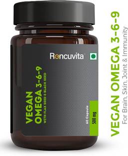 RONCUVITA Vegan Omega 3-6-9 DHA | 500mg for Brain & Eye Health-60 Veg Cap