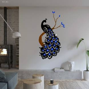 Wallzone Colorful Peacock Medium Vinyl Wallsticker For Home Decoration|Livingroom