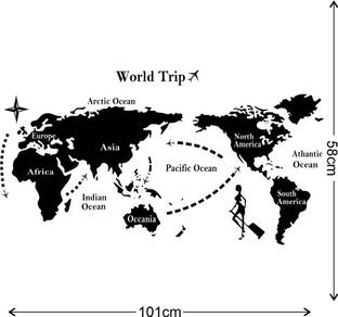 Tuffuk 101 cm World Map |Self Adhesive | Wall Stickers | PVC Vinyl | Non-Reusable | Self Adhesive Sticker