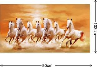 Wallzone Seven Horse Vaastu Medium Vinyl Wallsticker For Home Decoration|Living|Reception