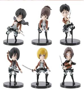 RVM Toys Attack On Set of 6 Titan Action Figure for Car Dashboard, Cake, Office Table Toy