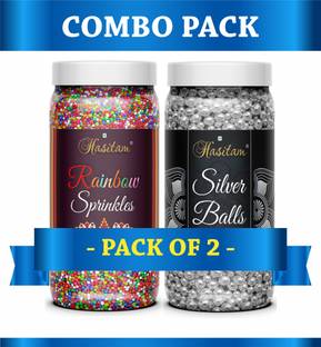 HASITAM 80g EACH ( Rainbow + Silver Ball ) Sprinkles