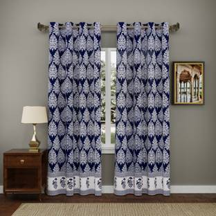 Blocks Of India 275 cm (9 ft) Long Door Cotton Semi Transparent Curtain (Pack Of 2)