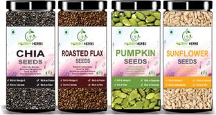 Hobby Herbs Combo Pack 800g ( 4 x 200g ) Roasted Flax , Chia , Pumpkin , Sunflower Seeds | Chia Seeds, Roasted Flax Seeds, Pumpkin Seeds, Sunflower Seeds
