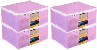 wini krafts 04 Non Woven Saree Cover Storage Bags Saree Organizer (Pack OF 4 Pcs) Pink 04