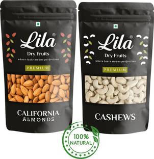 lila dry fruits Premium Combo Pack|California Almonds & Cashew (Kaju & Badam )| 500gm Each Almonds, Cashews