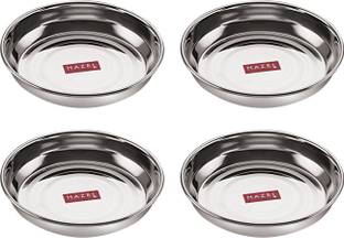HAZEL Stainless Steel Plates Set Small Steel Breakfast Plates, 150 ML, Set of 4 Half Plate