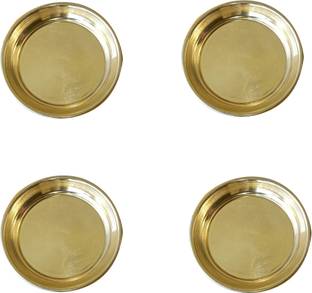 Craft World Bhog Thali Prasad Plate(4 Pieces, Gold) Brass