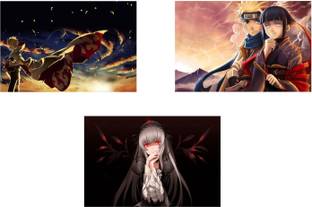 Naruto Hinata and Naruto' Japanese - Creatick Studio Design|Set Of 3 Posters | Unframed (30 Cm X 45 Cm)DD139 Photographic Paper