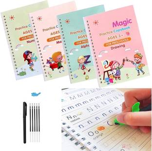 MAAUVTOR Magic Practice Reusable Calligraphy Copybook Number Tracing Book for kids Theme,  Scrapbook Kit