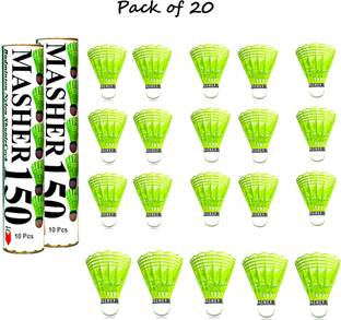 Hipkoo Masher 150 Badminton Shuttlecock {pack of 20} Nylon Shuttle  - Green