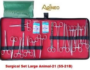 ARINEO Surgical Set Large Animal 21 Pieces, For Veterinary Purpose Utility Forceps