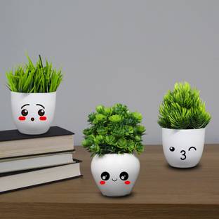 Kawai Homes SET OF 3 Artificial Plants with Pot for Living Room Showcase Bonsai Artificial Plant  with Pot