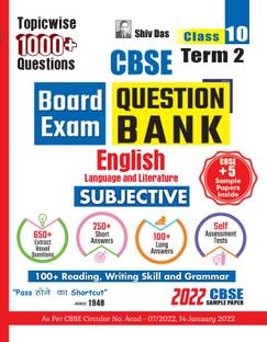 Shivdas CBSE Term 2 Subjective Type Question Bank for Class 10 English Language and Literature (Based on 2022 CBSE Sample Paper)
