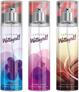 layer'r wottagirl! Vanila Twist, Secret Crush,Mystic Island डिओडोरेंट स्प्रे  -  महिलाओं के लिए