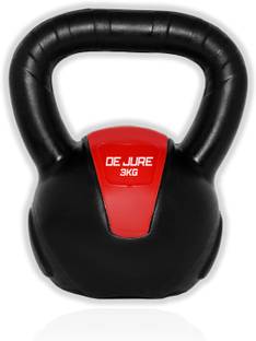 DE JURE FITNESS PVC Kettle Bell for Strength and Cardio Training for Men & Women 3kg Red Kettlebell
