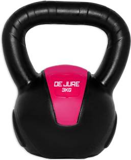 DE JURE FITNESS PVC Kettle Bell for Strength and Cardio Training for Men & Women 3kg Pink Kettlebell