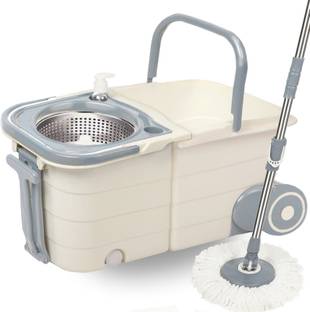 V-MOP Premium Double Bucket Spin Mop with Wheel (( 6 Months Warranty on Rod Set )) Wet & Dry Mop