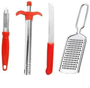 Stowack 4 in 1 Combo Multipurpose Kitchen Set ( Peeler, Cheese Grater, Lighter, Knife ) Steel Gas Lighter