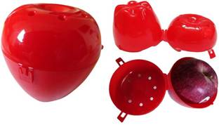 dhanak Apple Shape Carry Case Fruit Storage Holder/Box for School, Picnic (2Pcs) (RED) Storage Box