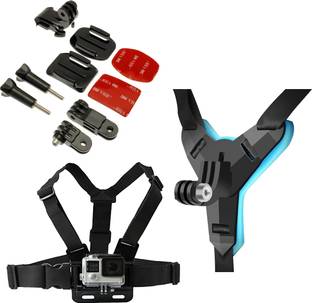 quikprof Chest Strap Helmet mountkit and Helmet Chin Holder for Gopro Hero, SJCAM, Yi Strap