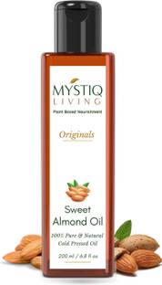 Mystiq Living Sweet Almond Oil | Cold Pressed, Pure and Natural | For Hair, Skin, Face and Body Massage Hair Oil