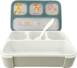 RAREGEAR Proof 4 Compartment Lunch Box Safe Food Containers with Spoon for Adults & Kids 1 Containers Lunch Box