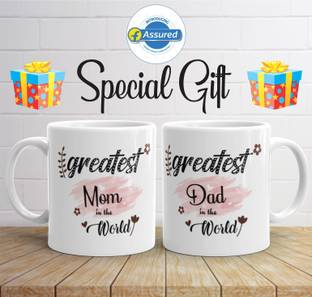 Artgenics Greatest Mom Dad Ceramic Coffee 320ml Ceramic Coffee Mug