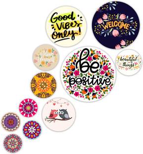 saf Mdf Wooden Wall Hanging Round Shaped Home Decor Plates For home SANF-RO-05 Digital Reprint 7 inch x 7 inch Painting