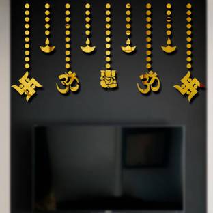 wall1ders 3 cm Ganesha combo 100 Dots Golden Self Adhesive Sticker