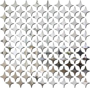 wall1ders 5 cm 4 Point 100 star Silver Self Adhesive Sticker