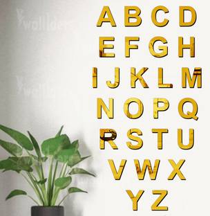 wall1ders 45 cm A to Z Alphabet Golden Self Adhesive Sticker