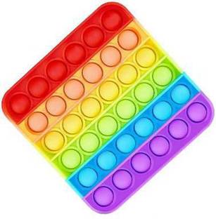 White Devil Pop it Fidget Toys, Push Bubble Fidget Sensory Toy,Autism Special Needs Silicone Stress Relief Toy, Great Fidget Toy Sensory Toys Novelty Gifts for Girls Boys Kids Adults Square Rainbow