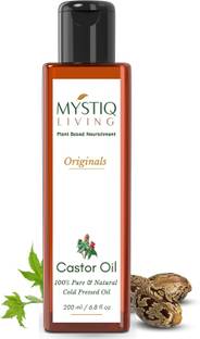 Mystiq Living Castor Oil (Cold Pressed) For Skin & Hair- 200ml, Natural and 100% Pure (Organic) Hair Oil