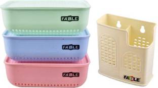 Nabhya Plastic Storage Basket Use In Multipurpose Remote,Pen,Pencil Etc(Pack Of 4) Storage Basket