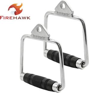 Firehawk Pair of D Handle with Rubber Hand grips, Attachment for Weight Lifting Multi-training Bar