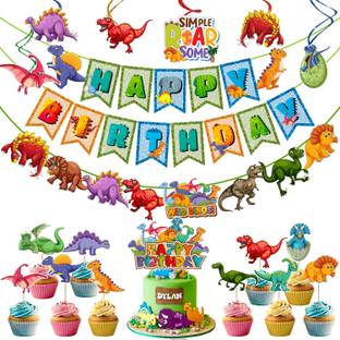ZYOZI Dinosaur Birthday Party Supplies,19 Pcs Dinosaur Party Set for Boys and Girls,