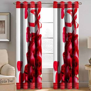 BELLA TRUE 213 cm (7 ft) Polyester Semi Transparent Door Curtain (Pack Of 2)