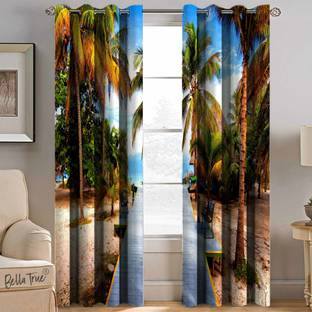 BELLA TRUE 213 cm (7 ft) Polyester Semi Transparent Door Curtain (Pack Of 2)