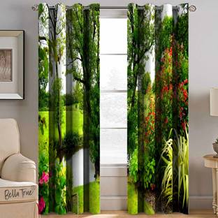BELLA TRUE 213 cm (7 ft) Polyester Semi Transparent Door Curtain (Pack Of 2)