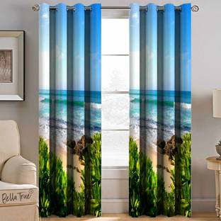 BELLA TRUE 152 cm (5 ft) Polyester Semi Transparent Window Curtain (Pack Of 2)
