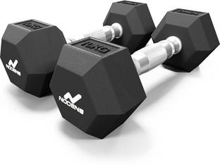 NODENS Rubber Coated HexDumbells 10 KG (PACK OF TWO) Fixed Weight Dumbbell