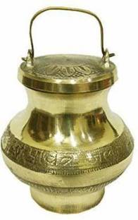 उज्ज कार्ट Handmade Traditional Gangajali Puja Brass Lota/ (Height: 4 inch, Gold) ब्रास कलश