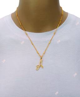 VADDORIYA SALES A Letter Diamond Mangalsutra For Women's Diamond Gold-plated Plated Alloy Chain Set