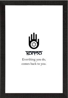 eCraftIndia "Karma" Motivational Quote Satin Matt Texture UV Art Painting Canvas 14 inch x 10 inch Painting